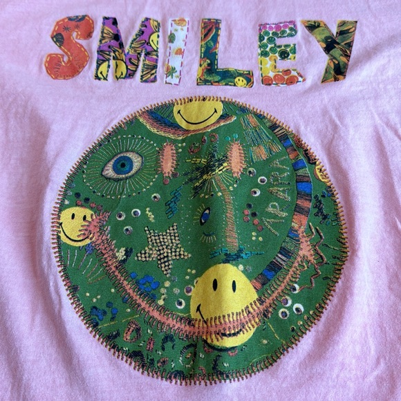 Farm Rio x Smiley T-Shirt Pink/Coral Size Small - Picture 5 of 13